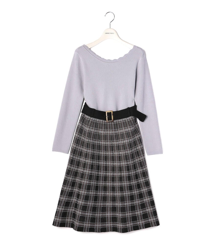 ニットチェックセットアップ ワンピース ドレス Laisse Passe レッセパッセ Laisse Passe レッセ パッセ 公式オンラインストア