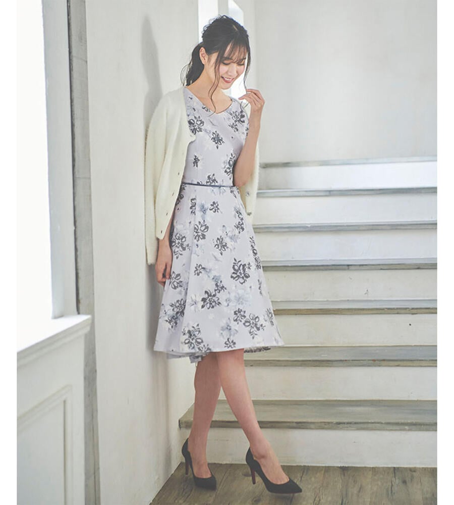 先行受注 水彩フラワーフロッキーワンピース ワンピース ドレス Laisse Passe レッセパッセ Laisse Passe レッセ パッセ 公式オンラインストア