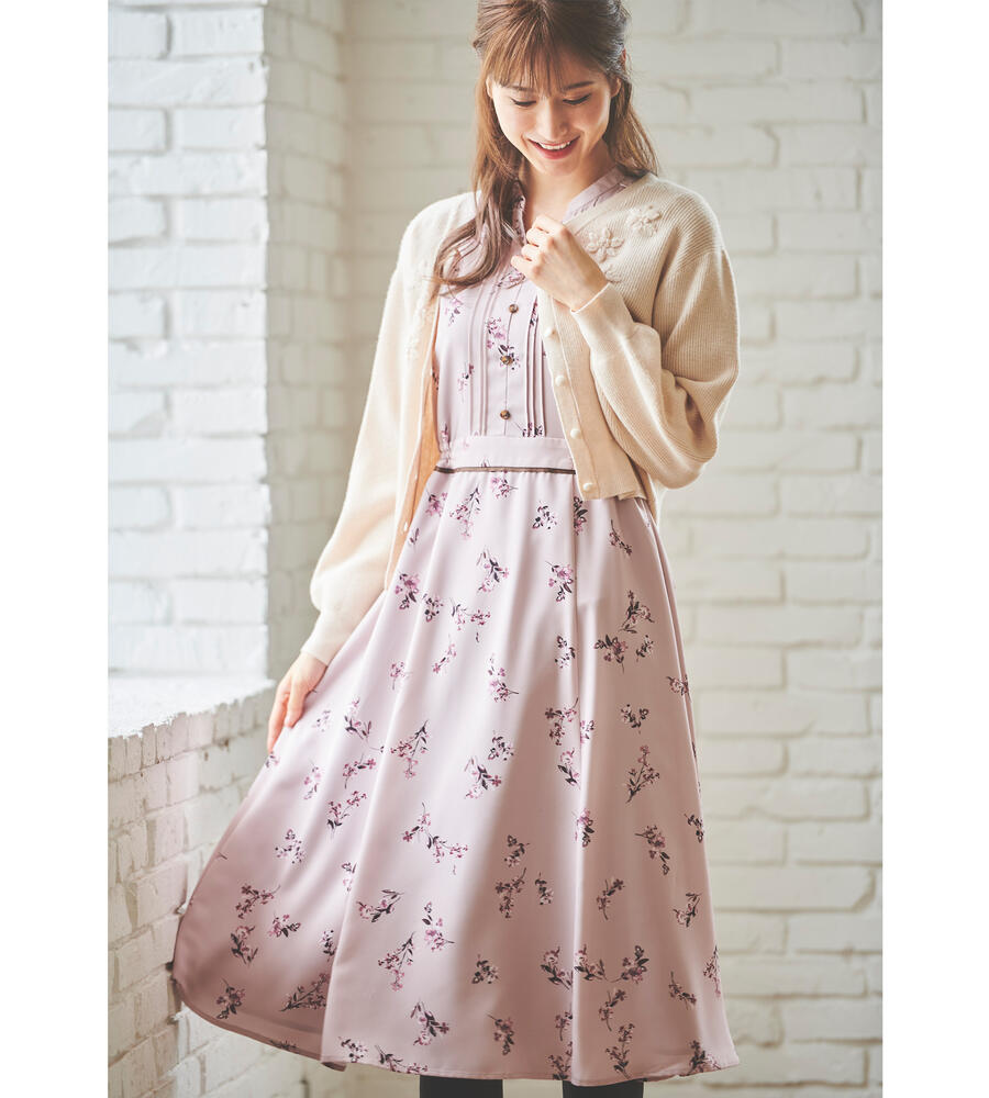 サテンフラワープリントワンピース ワンピース ドレス Laisse Passe レッセパッセ Laisse Passe レッセ パッセ 公式オンラインストア
