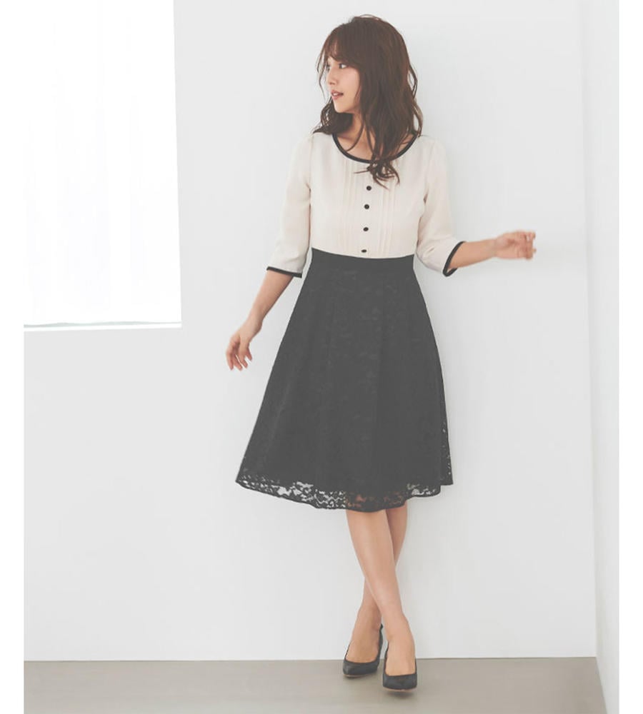 バイカラーレース切替ワンピース ワンピース ドレス Debut De Fiore デビュードフィオレ Laisse Passe レッセ パッセ 公式オンラインストア